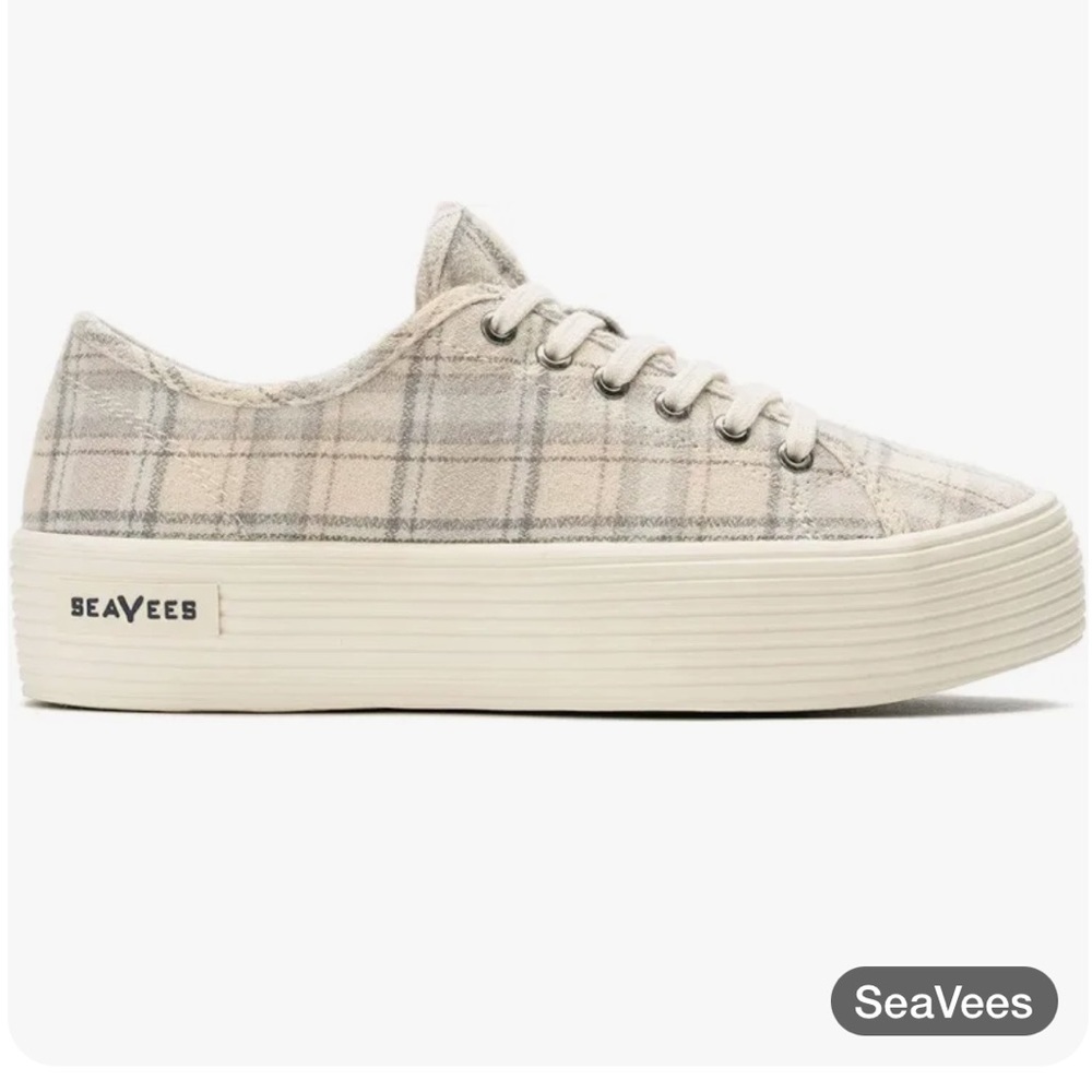 Seavees Women's Monterey Platform Dove Plaid Flannel Sneakers Women's Size 10